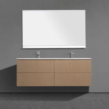 59" Floating Modern Vanity with Fluted Drawers